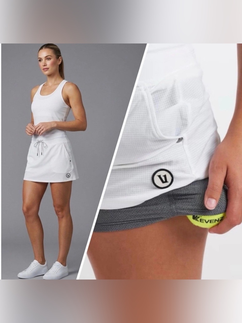 Vuori Seabreeze Skirt Skort White Athletic Drawstring with Logo
